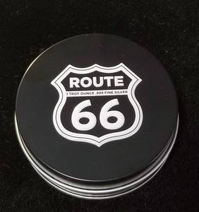 lot 02-A image: 1 TROY OZ .999 FINE SILVER ROUTE 66 ART BAR
