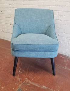 lot 7 image: Robins Egg Blue Upholstered Modern Accent Chair