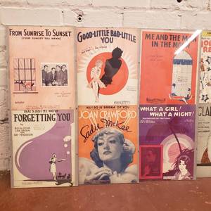 lot 109 image: Frame 1930s Sheet Music Covers