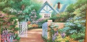 lot 80 image: English Cottage Framed Original Oil Painting