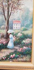 lot 78 image: Stroll Along the River Impressionistic Original Oil Painting
