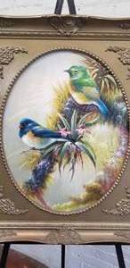 lot 77 image: Vibrant Birds Original Oil Painting
