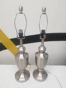 lot 135 image: Modern Pair of Silver Table Lamps