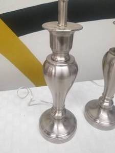 lot 136 image: Pair of Brushed Metal Table Lamps