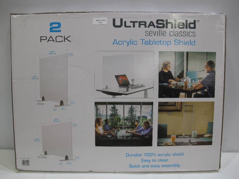 lot 229 image: Seville Classics UltraShield Table Top Protective COVID Shield (2 Count)