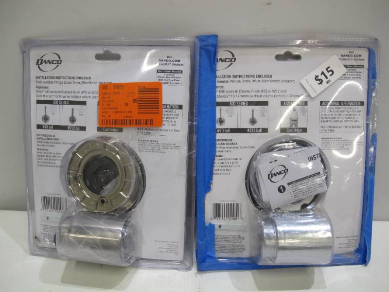 lot 226 image: 2-Pack DANCO 1-Handle Valve Trim Kit in Brushed Nickel for Delta TubShower Faucets