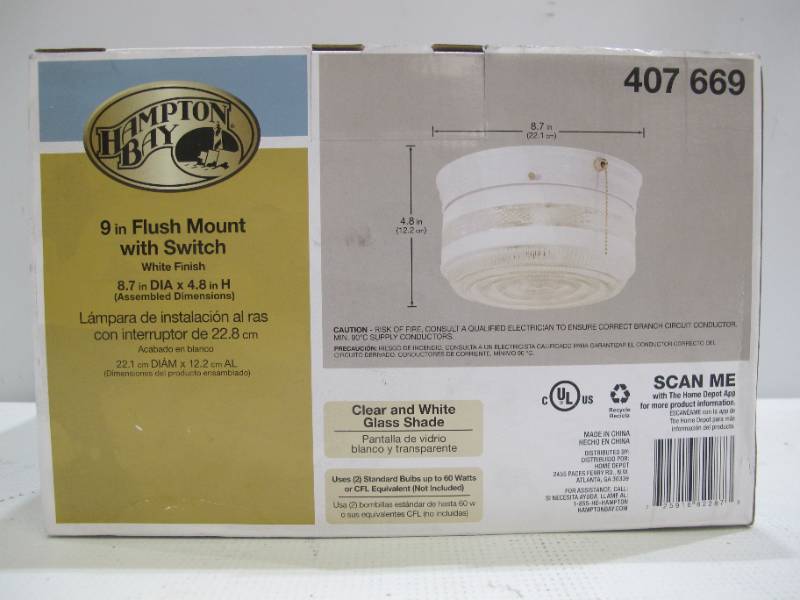 lot 230 image: Hampton Bay 2-Light White Drum Flush Mount