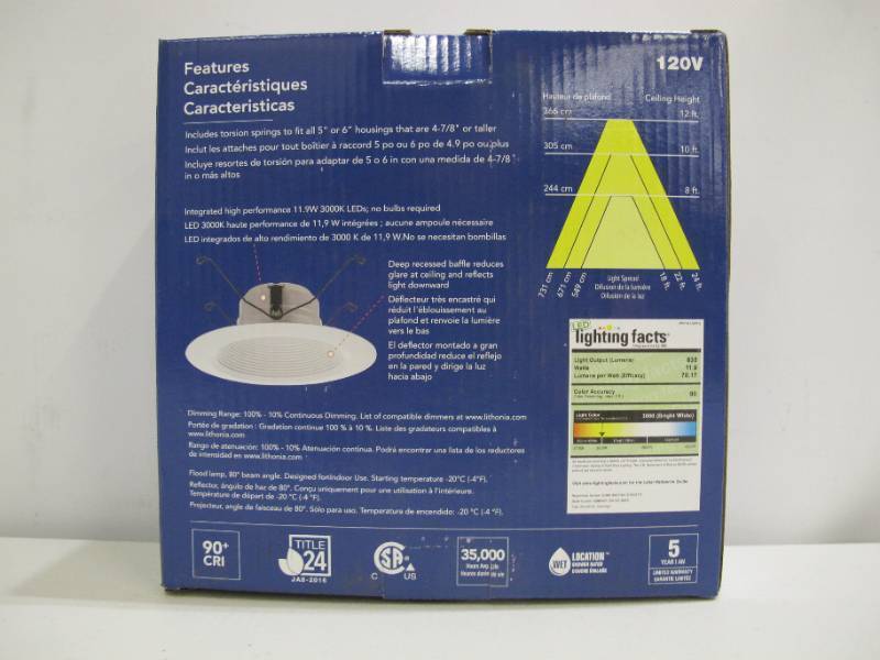 lot 233 image: Lithonia Lighting Contractor Select E-Series 56 in. 3000K Soft White Integrated 835 Lumen LED Recessed Retrofit Baffle Trim