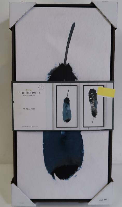 lot 348 image: (Set of 2) 12 x 24 Feather Stack Framed Canvas - Threshold