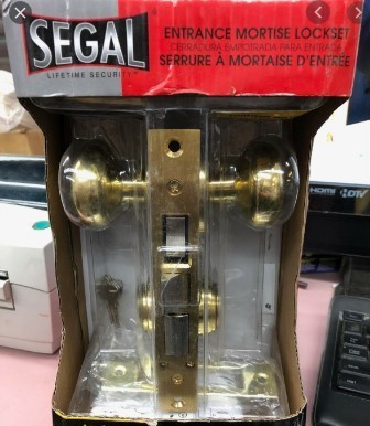 lot 345 image: Segal SE 27570 Entrance Mortise Lockset 2-12 In. Backset Wrought Solid Brass