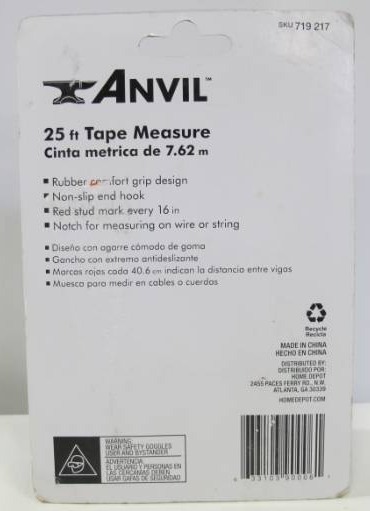 lot 333 image: Anvil 25 Foot Tape Measure