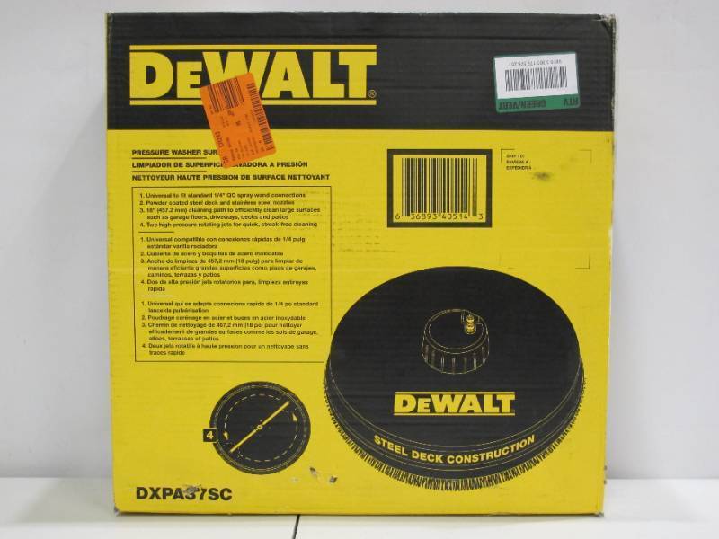 lot 265 image: DeWalt 18 in. Surface Cleaner for Gas Pressure Washers Rated up to 3700 PSI