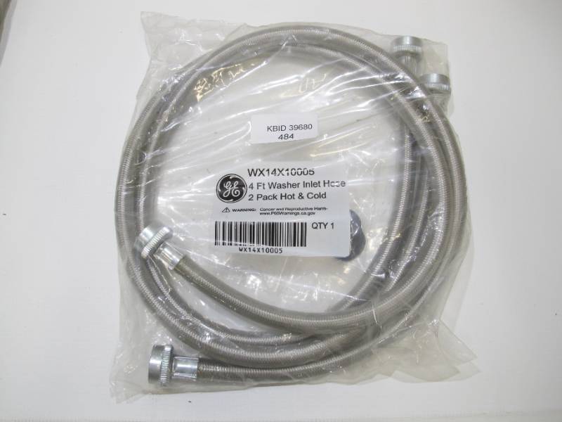 lot 274 image: 2-Pack GE 4 Foot Washer Inlet Hose for HotCold WX14X10005