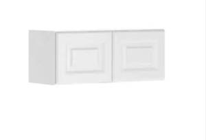 lot 212 image: Hampton Bay Madison Assembled 30x12x12 in. Wall Bridge Cabinet in Satin White