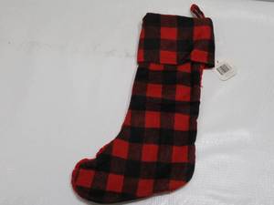 lot 919 image: HALLMARK Christmas Themed Knit Stocking Red Knit  Red Plaid - 1 PACK