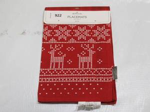 lot 922 image: HALLMARK Christmas Theme Placemats RedWhite Deer 4 PACK Place Mats