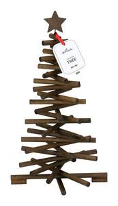 lot 925 image: HALLMARK 1AHW1259 CHRISTMAS SMALL WOOD TREE WITH STAR DECORATION, WOOD, BROWN, 14 X 8 X 8