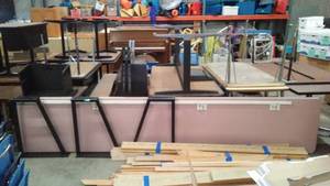 Laminate Workstation with electrical hookup.