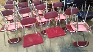 Burgundy Hard Plastic and Chrome Chairs (20)