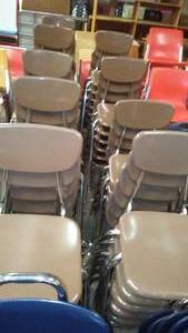 Tan Hard Plastic and Chrome Chairs (56)