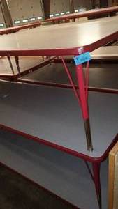 Red Laminate Top Tables. (9)