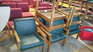 Green Vinyl Side Chairs (5).