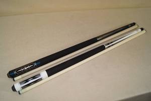 lot 8 image: 2 Cue-Tech Fiberglass Pool Cues - 19 Oz