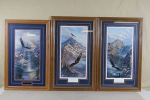 lot 48 image: 3 Framed Patriotic Prints by Rick Kelley