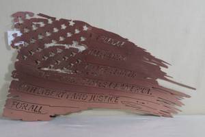 lot 52 image: Laser Cut Metal Pledge of Allegiance Flag Sign