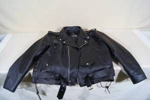 lot 143 image: Event Leather Black Motorcycle Jacket with Zip Out Liner - Mens XL