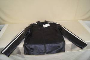 lot 141 image: Wilsons Black Leather Jacket with Reflective Stripe - Mens Large