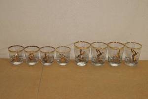 lot 250 image: Gold Rim Game Bird Glass Set