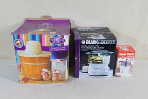 lot 244 image: Kitchen Gadgets - Ice Cream Maker, Steamer, Donut Batter Drop