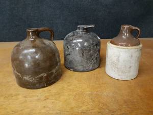 Lot of (3) Antique Stoneware Jugs - Each is about 8-12 Tall - One is Redwing