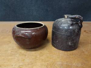 Antique Stoneware Jug and Bowl - Jug is about 7 tall