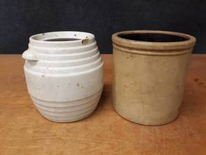 Lot of (2) Antique Stoneware Crocks - Both are about 8 Tall