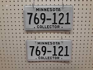 Pair of Matched MN Collector License Plates - Stamped