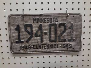 1849 - 1949 Minnesota Centennial License Plate