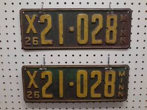 Pair of 1926 Matched Minnesota License Plates
