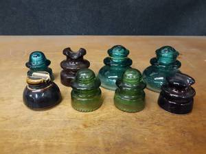 Lot o f (8) Vintage Glass Insulators
