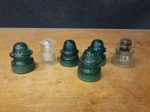 Lot o f (6) Vintage Glass Insulators