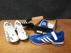 (2) New Pairs of Adidas and Reebok Baseball Cleats - Both Size 16