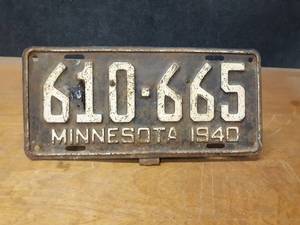 Vintage 1940 Minnesota License Plate