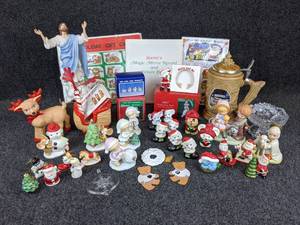 Large Lot of Christmas Dcor, Figurines, and Collectibles by AVON, Homco, and More