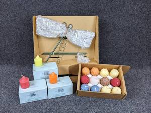 Lot of Partylite Votive Candles, Dragonfly Spike (Brand New), and More