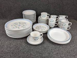 Lot of Fascino Stoneware Dinnerware with Corelle Soup Bowls