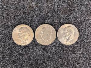 (Lot of 3) Ike Dollars 1972-D, 1972-D, 1977-D
