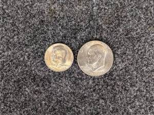 Bi-Centennial Ike Dollar and Kennedy Half Dollar 1776-1976-D