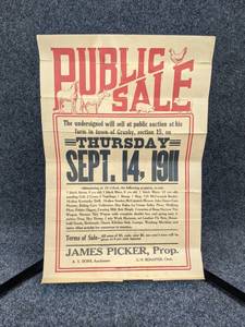 1911 Auction Poster - Measures 12 x 18