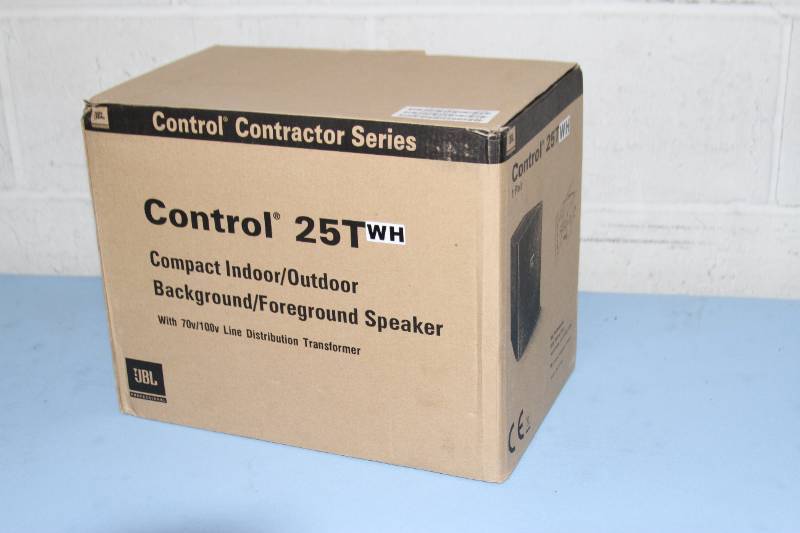 lot 17 image: JBL Control 25T High Output Indoor  Outdoor Background  Foreground Loudspeaker Pro Audio Speaker - PAIR (White)